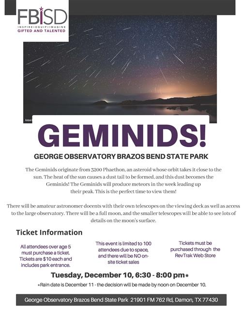 Flyer for GT Night Under the Stars 